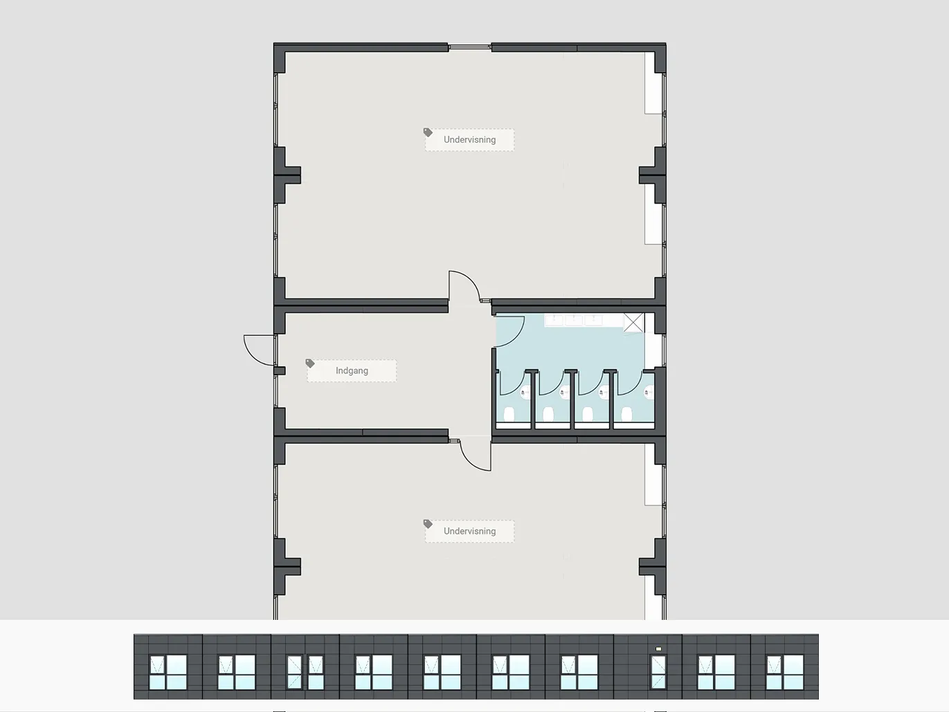 480m² skolemodul skabelon