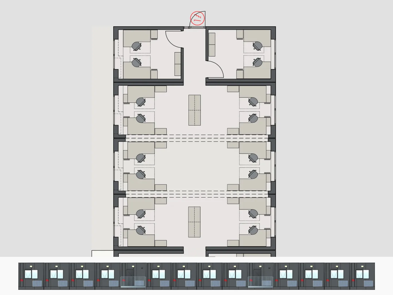 443m² kontormodul skabelon
