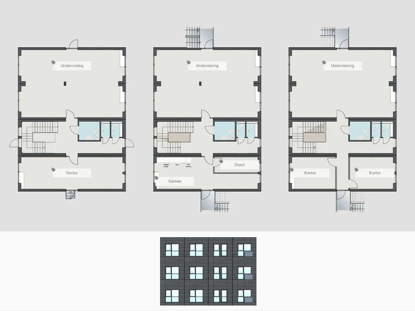 576m² skolemodul skabelon